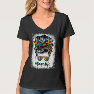 Camiseta Girassóis Branqueados Gaga Life Messaging Hair Bun