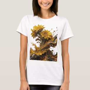 CAMISETA GIRASSÓIS DOUTORADOS PRATEADOS EM OURO LÍQUIDO E P