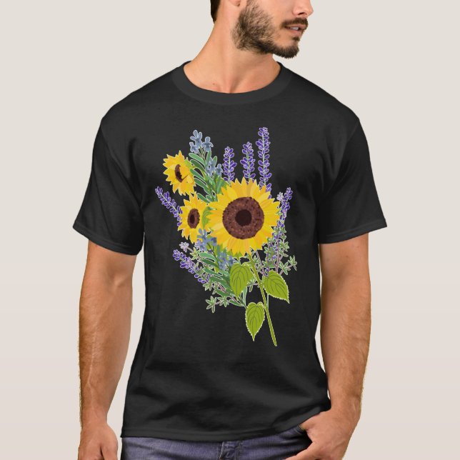 Camiseta Girassóis E Buquês De Lavanda (Frente)