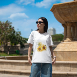 Camiseta Girassóis em Aquarela