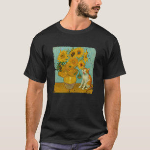 Camiseta Girassóis Gato Divertido Artista Famoso Pintura de