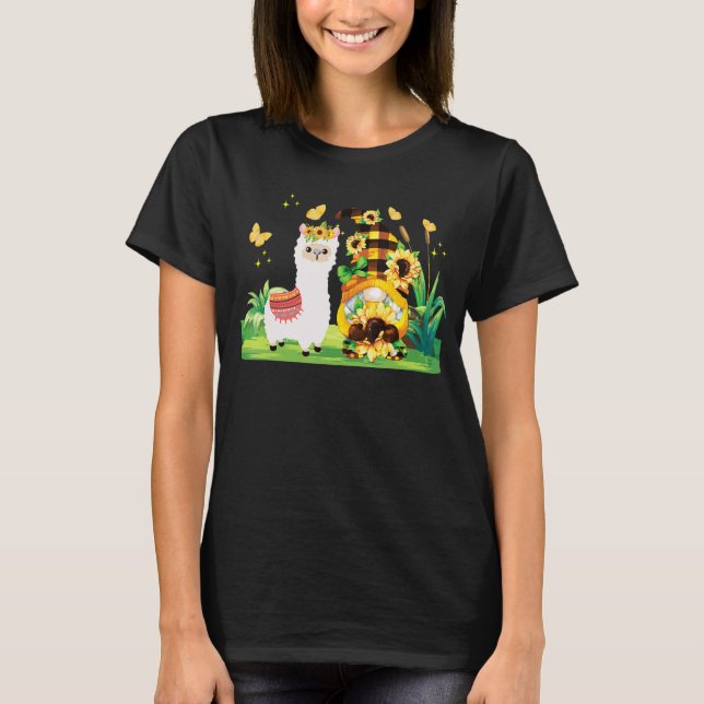 Camiseta Girassóis Gnome Floral Floral Llama Fazenda Farmaç (Frente)