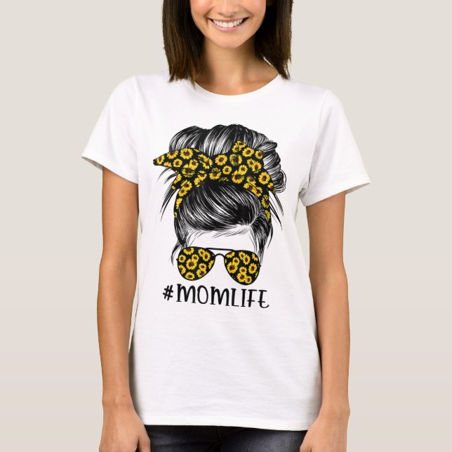 Camiseta Girassóis mãe vida bagunça pãozinho (Frente)