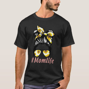 Camiseta Girassóis Mãe Vida Cabelo de freio Óculos de sol M