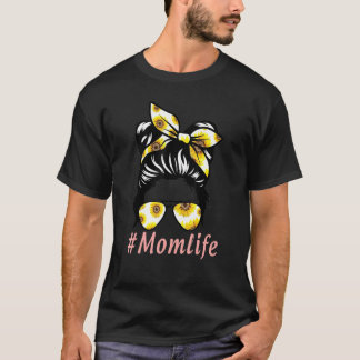Camiseta Girassóis Mãe Vida Cabelo de freio Óculos de sol M