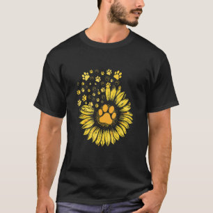 Camiseta Girassóis Pet Paw Imprime Cachorro Gato