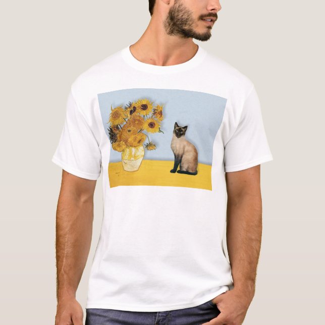 Camiseta Girassóis - Seal Point Gato siamês (Frente)