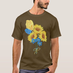 Camiseta Girassóis Ucranianos Teto Azul Borboleta Amarela S