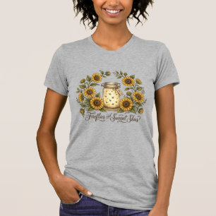 Camiseta Girassóis Vagalumes Pôr do Sol Céus Primavera Verã