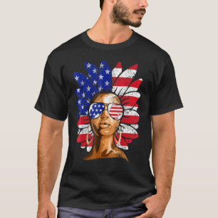 Camiseta Girassol Afro-Americano de 4 de Julho Melani