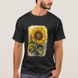 Camiseta Girassol Amarelo Envelhecido Desgastado