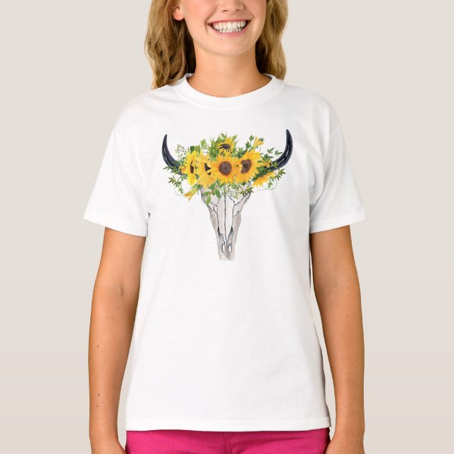 Camiseta Girassol Aquarela Rústico Ocidental (Frente)