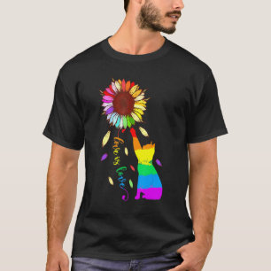 Camiseta Girassol Arco-íris Gato Amor É Amor LGBT Gay Lésbi