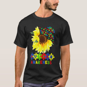 Camiseta Girassol Autismo Peça do Quebra-cabeça Consciência