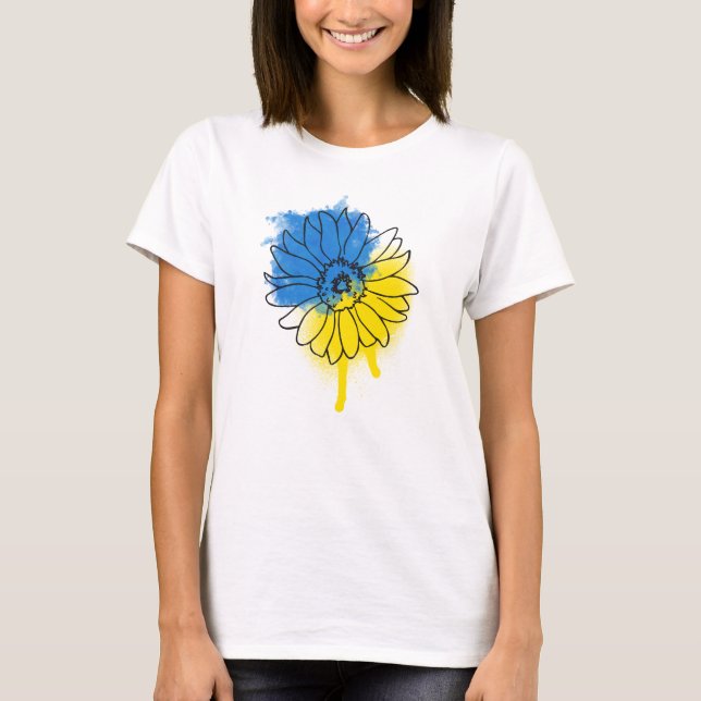 Camiseta Girassol azul e amarelo no estilo ucraniano (Frente)