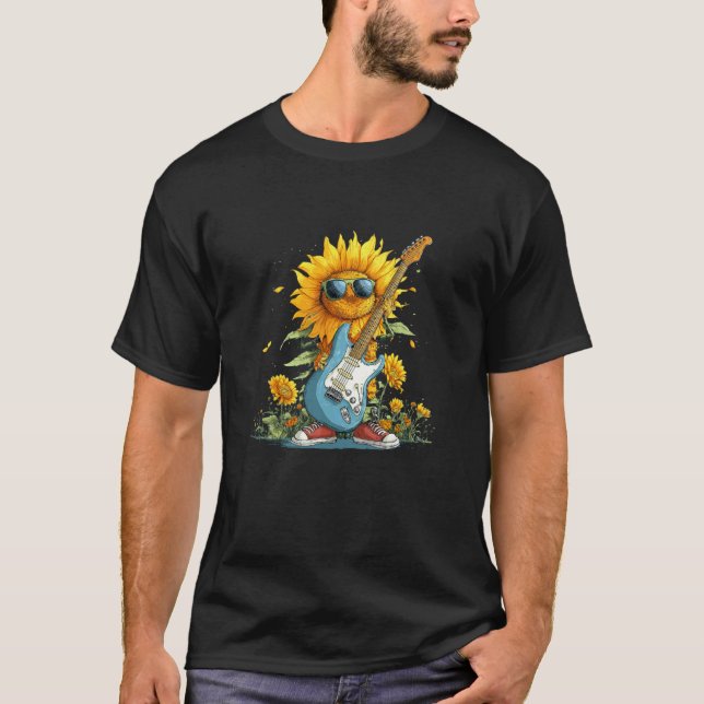 Camiseta Girassol Balançando com Óculos de Sol e Viola Elét (Frente)