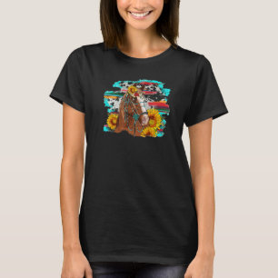 Camiseta Girassol Cavalo Couro de Vaca Pedra Preciosa Vaque
