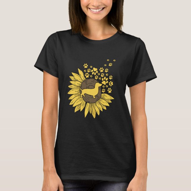Camiseta Girassol Com Patas E Dachshund (Frente)