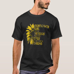 Camiseta Girassol Com Tatuagens Bonito Olhos E Espessas
