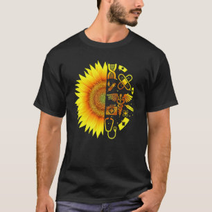 Camiseta Girassol Com Uma Enfermeira Ferramentas De Enferma