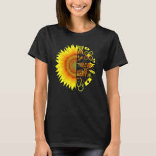 Camiseta Girassol Com Uma Enfermeira Ferramentas De Enferma