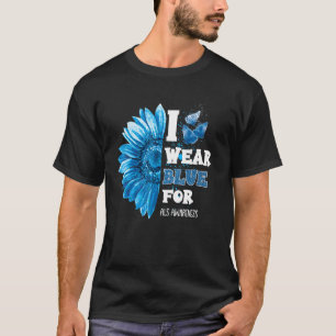 Camiseta Girassol Coração Brilhante Girassol Eu Visto Azul