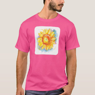 Camiseta Girassol Cores De Água Flor Amarelo Floral Flor