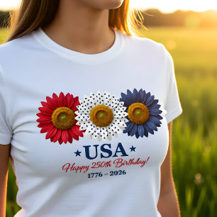 Camiseta Girassol de Aniversário de 250 anos dos EUA