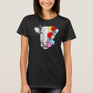 Camiseta Girassol de Vaca Fofo Celeiro de Flor de Fazenda d