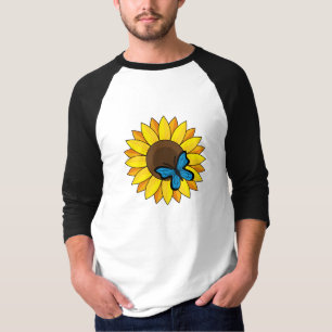 Camiseta Girassol e Borboleta Azul