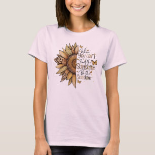 Camiseta Girassol e Citação de Estampa de Leopardo – Seja o