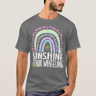 Camiseta Girassol E Gráfico Curto Arco-Íris De Quatro Rodas