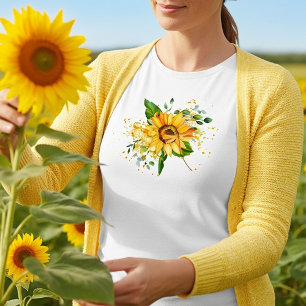 Camiseta Girassol e libélula respingo outono