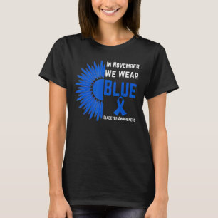 Camiseta Girassol Em Novembro Vestimos Diabetes Azuis Aware
