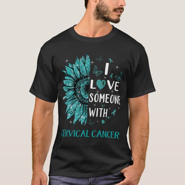Camiseta Girassol Eu Amo Alguém Com Cancer Cervoso Awar (Frente)