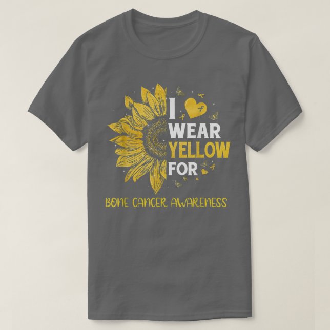 Camiseta Girassol Eu Visto Cancer Ósseo Amarelo Awarene (Frente do Design)