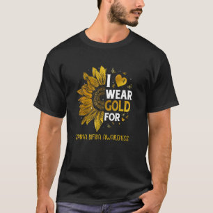Camiseta Girassol Eu Visto Dourada Fita Spina Bifida Awaren