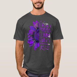 Camiseta Girassol Eu Visto Fita Roxa para Alzheimer