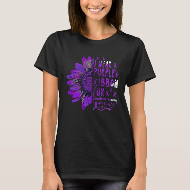 Camiseta Girassol Eu Visto Fita Roxa para Escleroderma Awa (Frente)