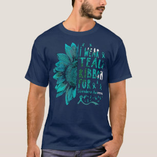 Camiseta Girassol Eu Visto Fita Teal para Scleroderma Aware