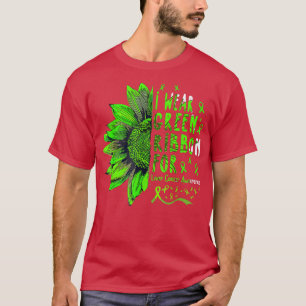Camiseta Girassol Eu Visto Fita Verde para Câncer de figado