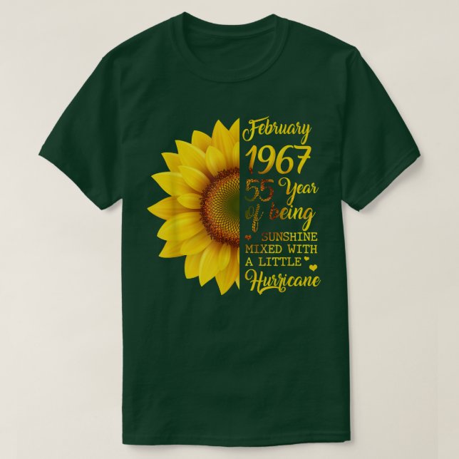 Camiseta Girassol Fevereiro De 1967 55 Anos De Sol (Frente do Design)