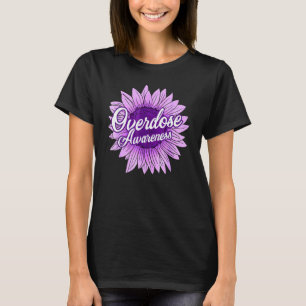 Camiseta Girassol Fofo Fita Roxa Sobreposição de Opióides C