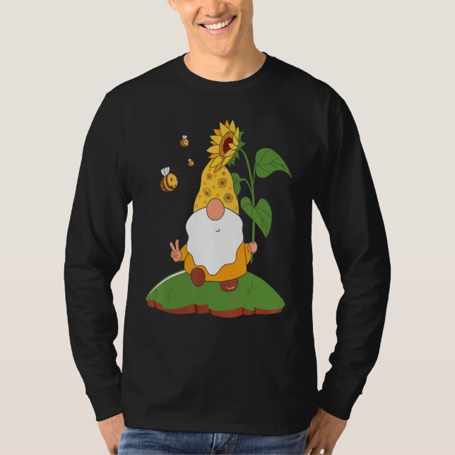 Camiseta Girassol Gnomo com Bee Hippie Gnomo (Frente)