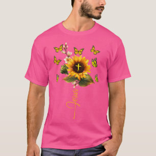 Camiseta Girassol Jesus Cruzando Borboletas Arte Ch Religio
