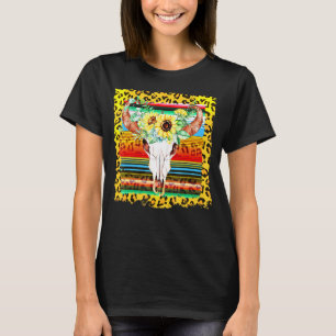 Camiseta Girassol Leopardo Caveira de Touro Boi Boho Caubói