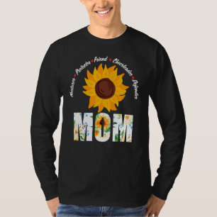 Camiseta Girassol Mamãe Protetor de Enfermeiro Amigo Mote B
