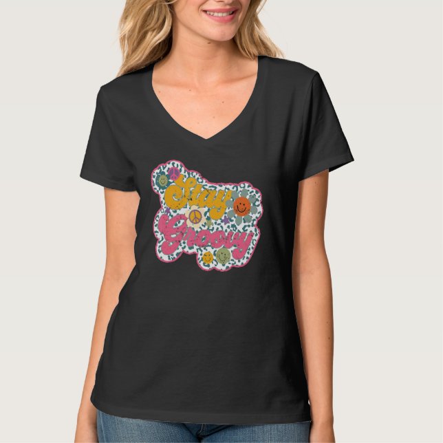 Camiseta Girassol Retrô Hippie Continue Groovy Mente Positi (Frente)