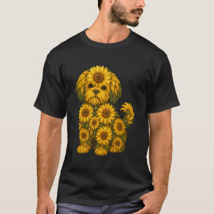 Camiseta Girassol Shih Tzu Cão Flor Jardinagem Floral