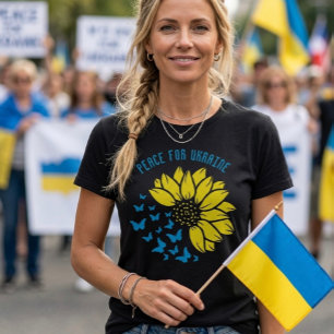 Camiseta Girassol símbolo de Paz. Paz para a Ucrânia. 